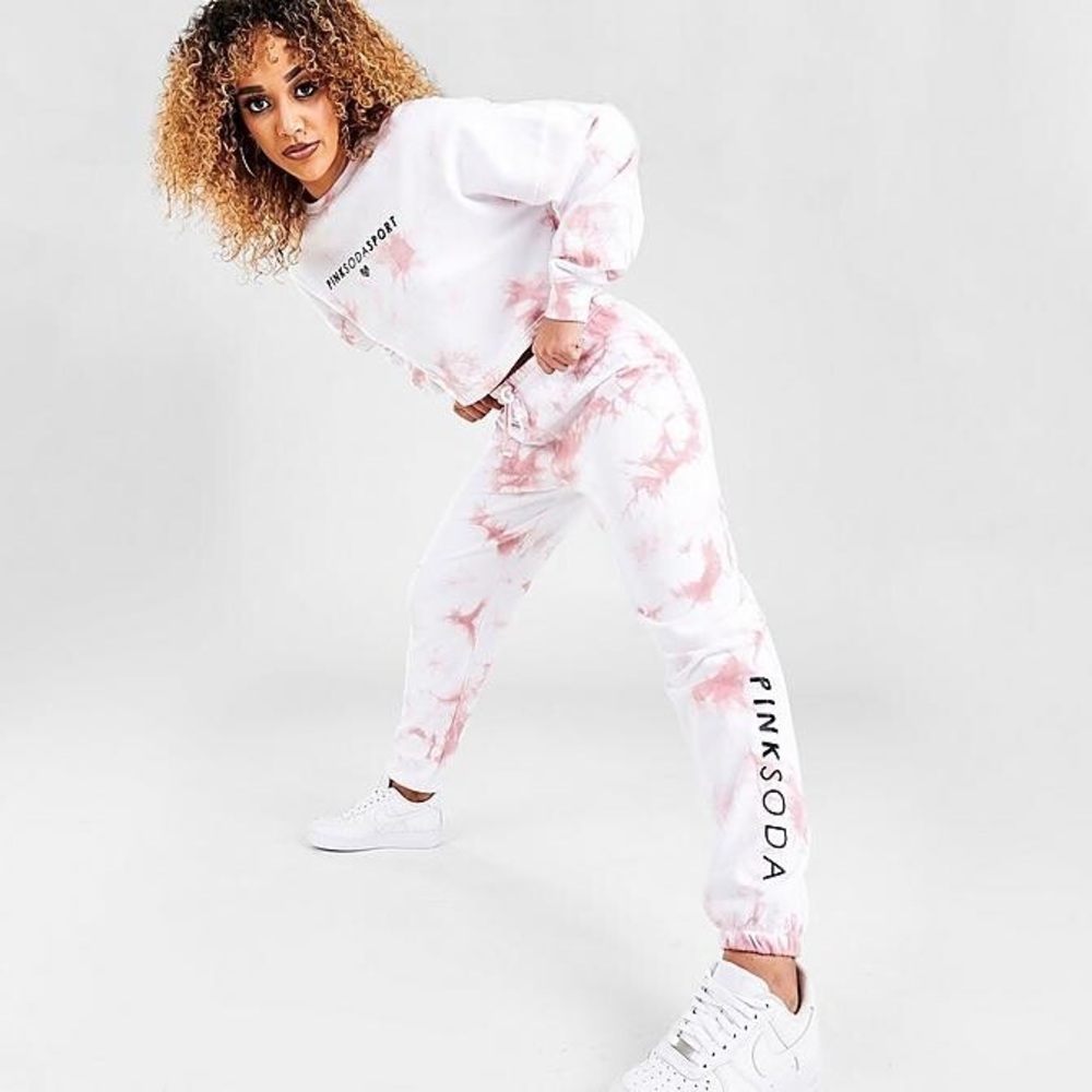 Pink Soda Pink & White Tie Dye Joggers